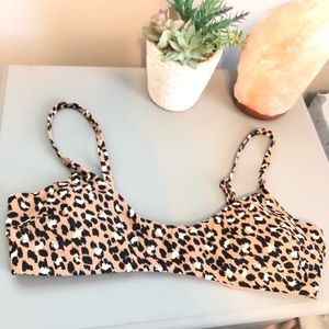NWT Aerie Scoop Neck Bikini Top — Leopard Print